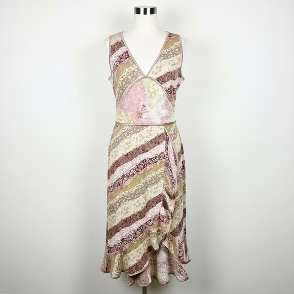 Mixit Dresses & Skirts - Mixit Womens Floral Patchwork High Low Ruffle Hem Midi Dress Mauve Size 14 NWT